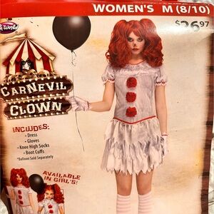 Carnival Clown Costume for Women - White and Red